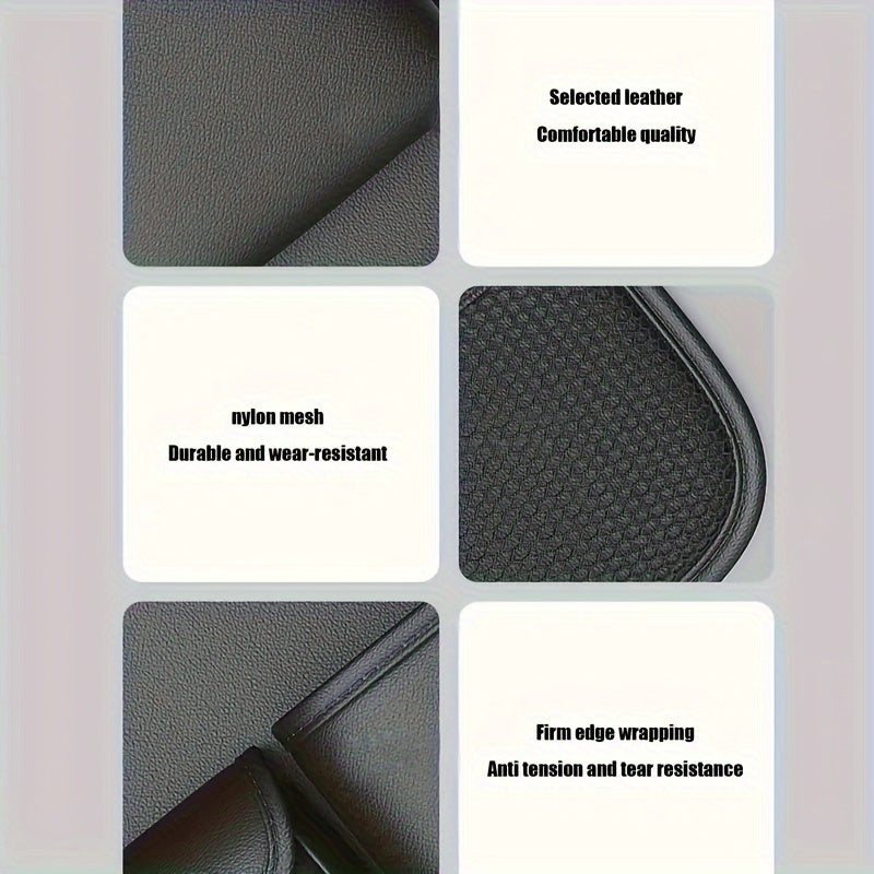 PU Leather Car Back Seat Storage Box with Foldable Dining Table And Cup Holder, Multifunctional Storage Bag, Vehicle Seat Protector, And Anti-Kick Mat.