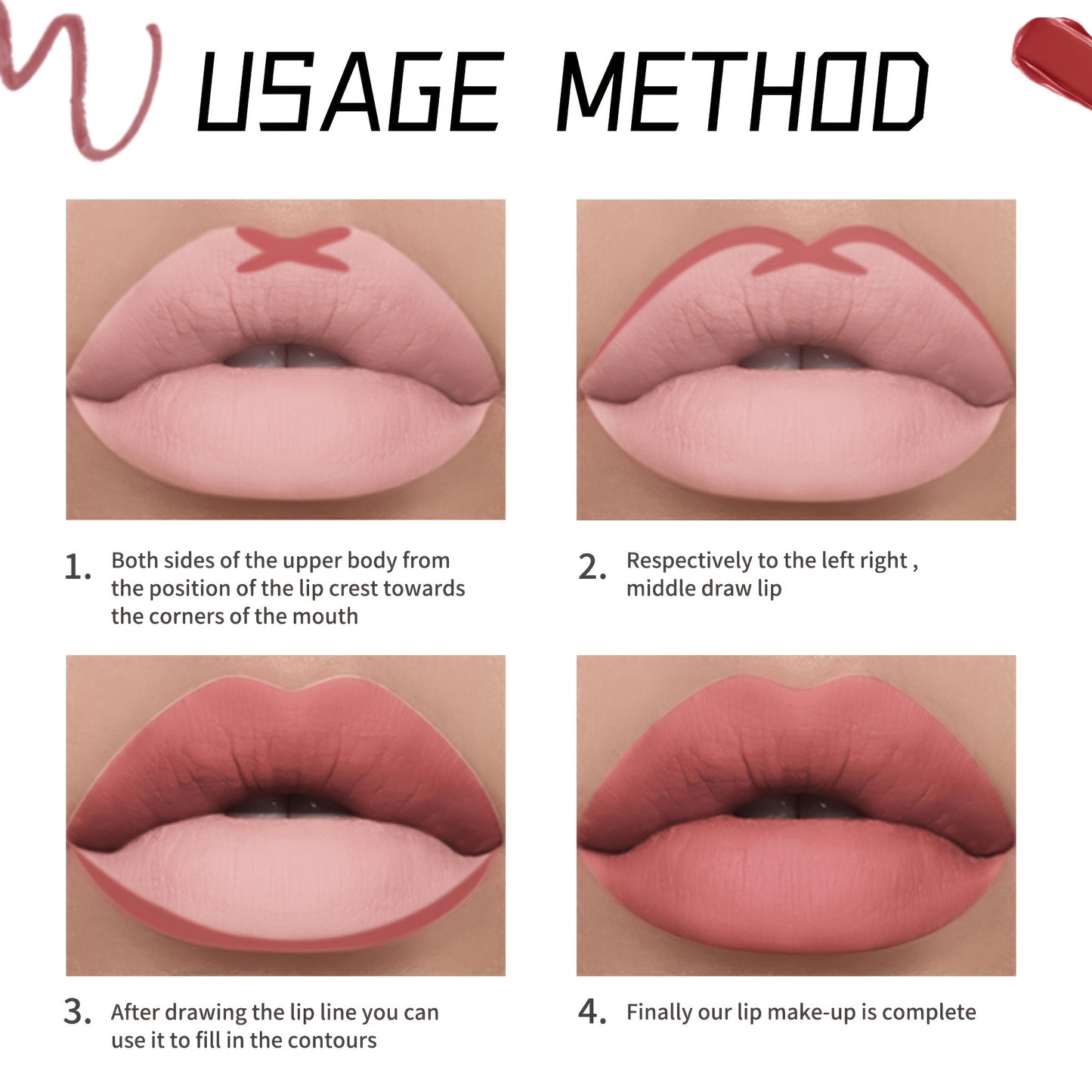 12 Colors Matte Lipstick Lip Liner Pen Set Nude Color Long-Lasting