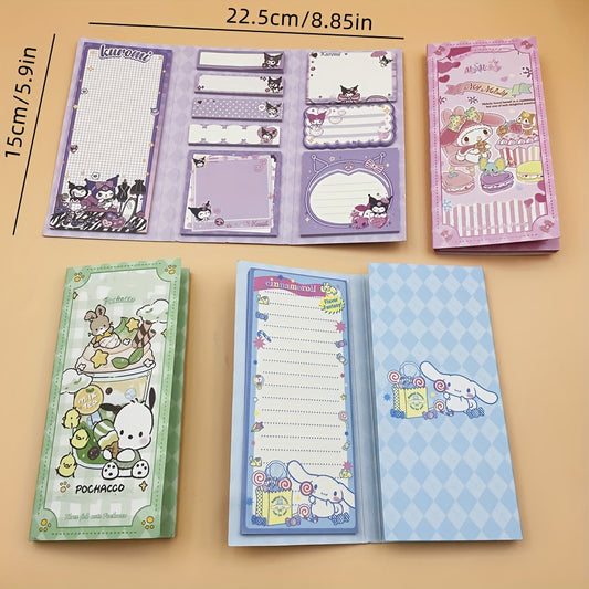 Sanrio Kuromi, Cinnamoroll, self-adhesive sticky notes, 180 sheets - Back to Scholl stationery, cartoon stickers for planners and organizers, rectangles, daily message boards, Journaling and Memo Tags