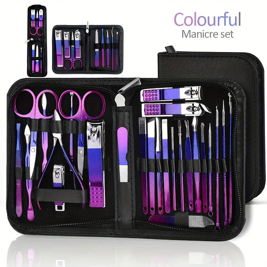 6/9/26pcs set Colorful Manicure & Pedicure Kit0 - Stainless Steel Nail Clippers, Cuticle Trimmers, Ear Spoon & Files with Durable Storage Case.