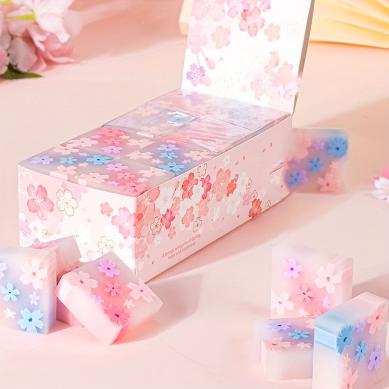 [2-Pack Cherry Blossom Erasers] 2-Pack High Value Cherry Blossom Translucent Rubber Erasers | Creative Small Fresh Erasers for Students, Desktop Decor, Clean Wiping, No Trace