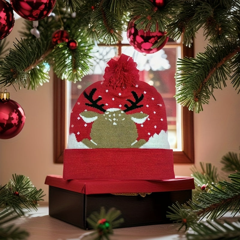 1pc Cartoon Jacquard Double-Layer Knitted Hat