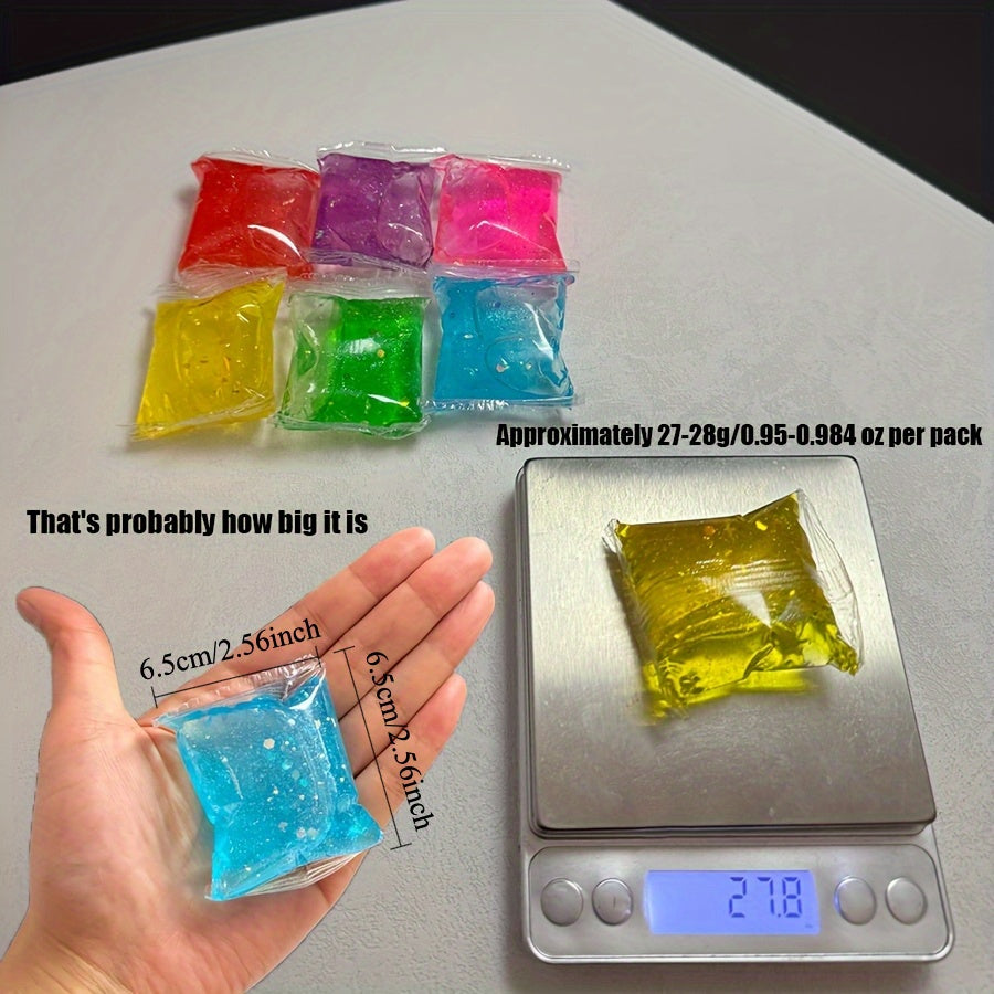 6 Colors Sequin Glitter Clear Slime Set - Soft and Non-sticky Clear Slime with Good Stretchability - Great for DIY Creations, Perfect Gift