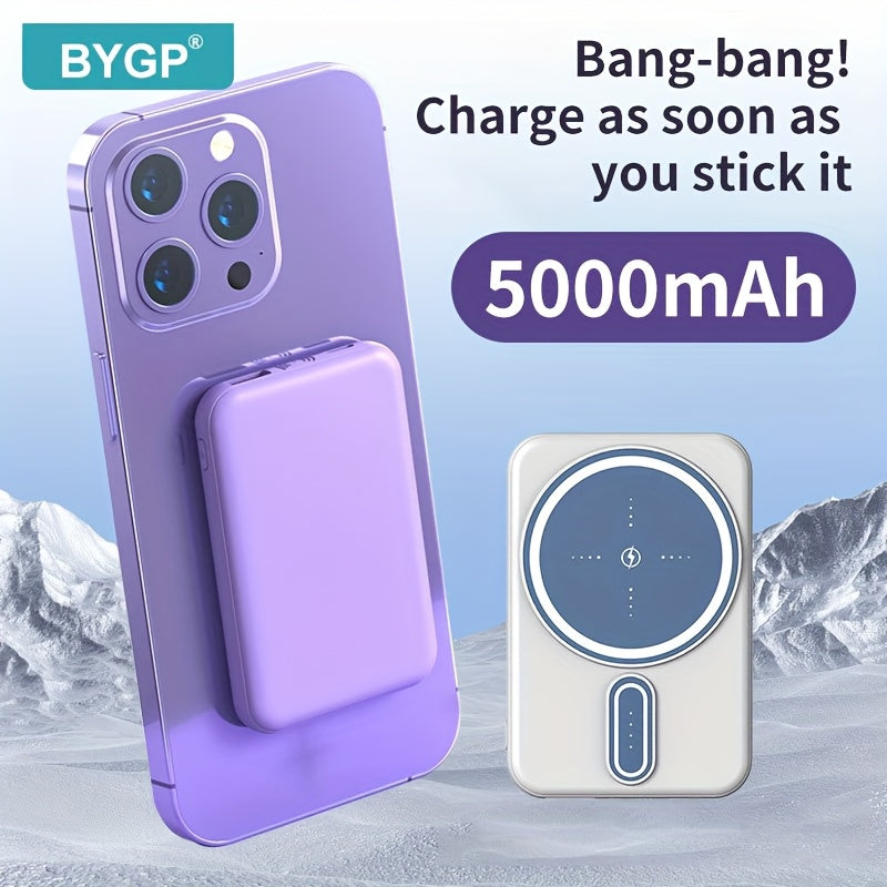 New 5000mAh Magnetic Wireless Power Bank for Apple 15 Pro / 14 Max / 13 / 12 Android Phones with LED Power Display, Portable Charger for Outdoor Travel Emergency Backup Mobile Power Supply, Gift
