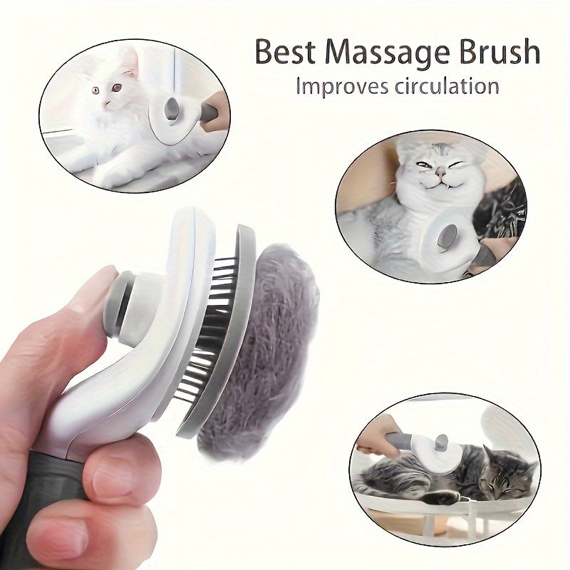 Automatic One-Button Hair Removal Dog and Cat Cleaning Face Comb | Pet Hair Removal Massage Comb, Cat and Dog Needle Comb Beauty Cleaning Brush