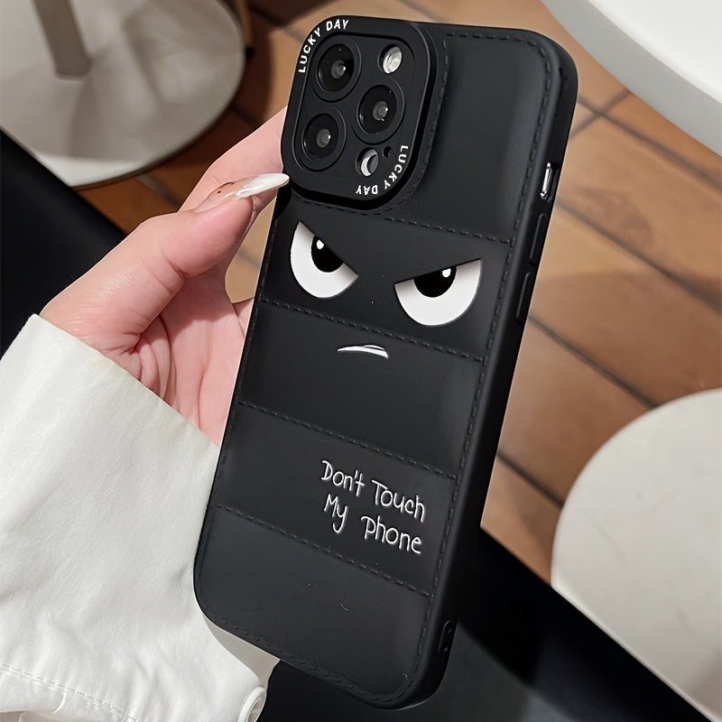 A Soft Rubber Anti-Slip Down Jacket Style Phone Case with Anime Pattern Printing, Suitable for Apple Series 11, 12, 13, 14, 15, 16 Pro Max, Samsung Series A05, A15, A25, A35, A55, S23, S24 Ultra, And Redmi Series 9 Note, 10 N