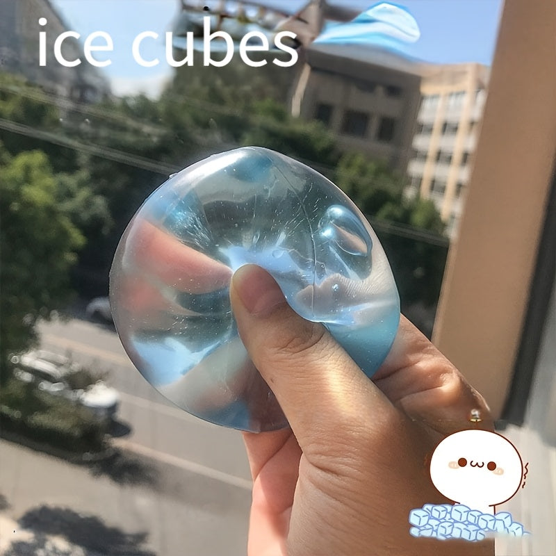[Relaxing Squeeze & Pop] Relaxing Pop Sensation Squeeze & Pop Malt Ice Cubes - Transparent Sky Blue | Soothing Toy, Glossy Finish, Ideal for Unwinding