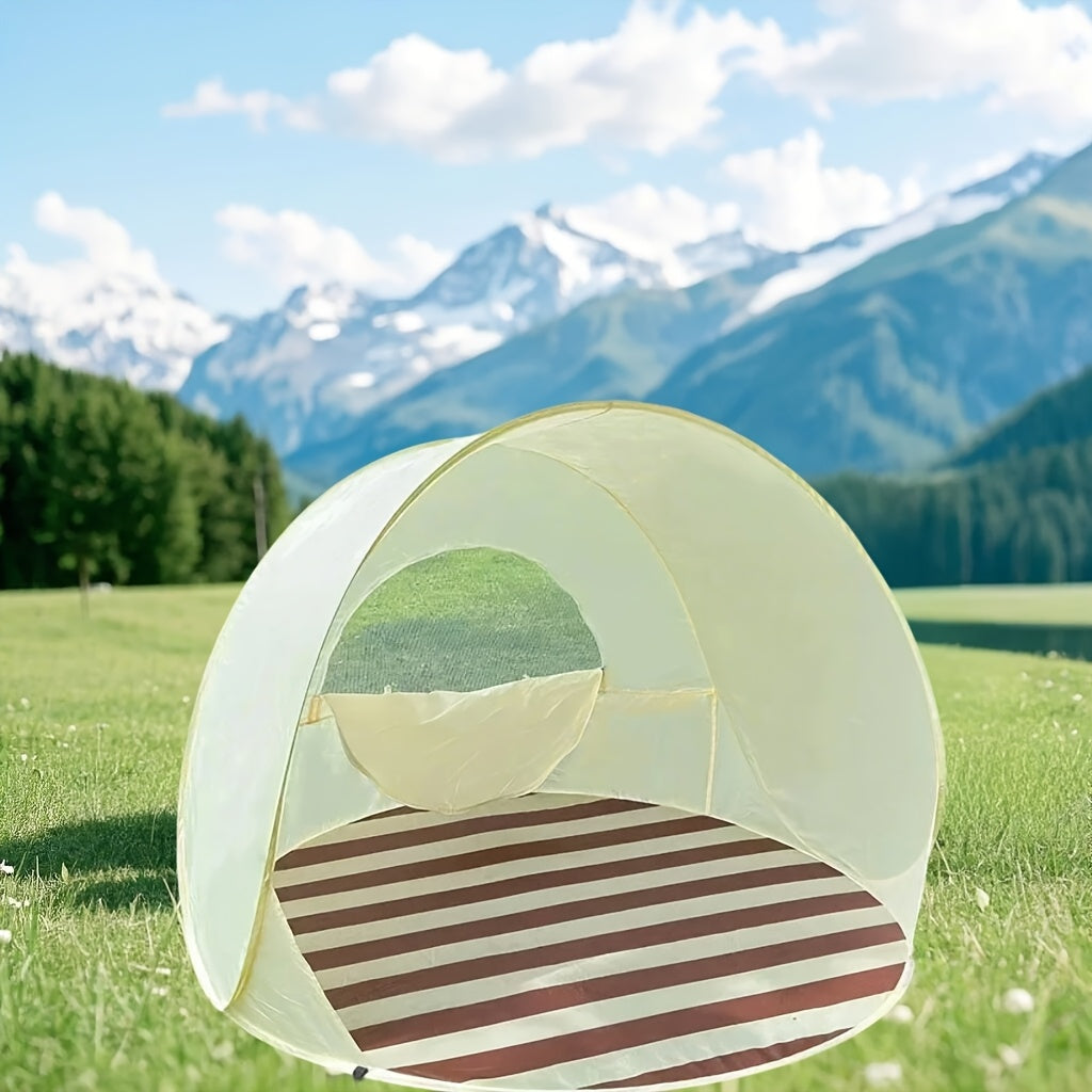 Automatic Instant Pop-up Sun Shelter, Portable Beach Tent, UV Protection, Easy Zipper Closure, with Compact Carry Bag.