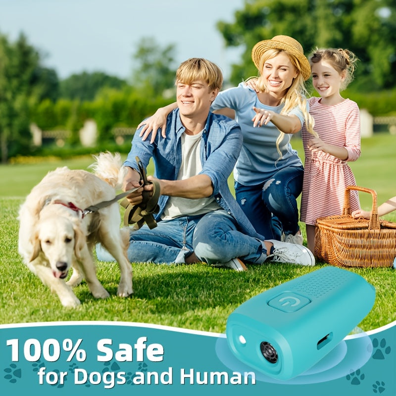 New Anti-Barking Device, Dog Barking Control System, Rechargeable Ultrasonic Dog Barking Deterrent, Suitable for Humans And Dogs, Portable for Indoor And Outdoor Use (Blue)