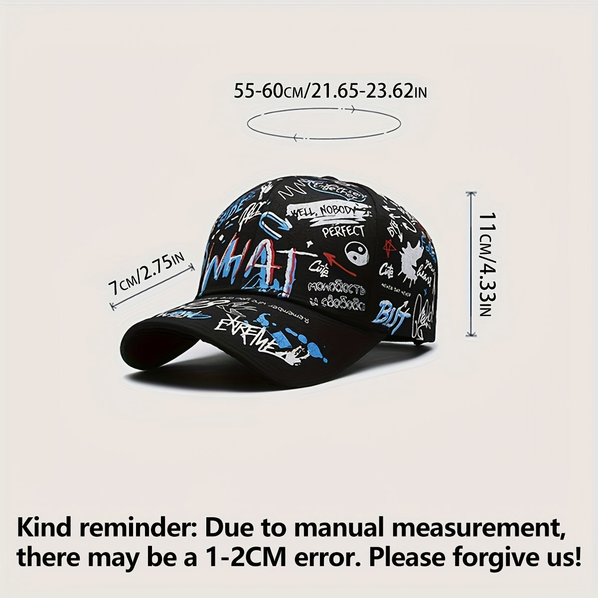Black Baseball Cap with "WHAT" Design - Lightweight, Polyester, Adjustable Snapback, Ideal for Spring & Summer, Everyday Headgear | Adjustable Headgear | Lightweight Cap