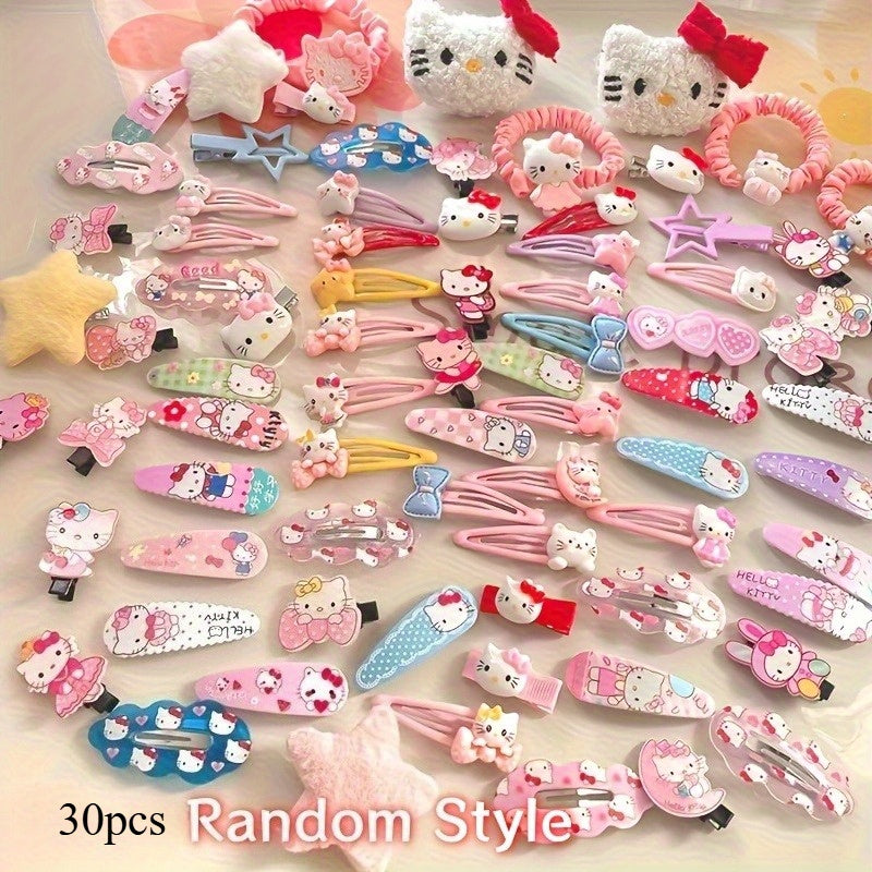 30pcs Cute Cartoon-Themed Hair Accessories and Clips: