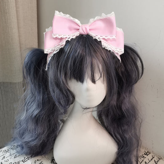 Chic Handmade Lolita style Bow Hairpin - Polyester & Spandex, Perfect for Cosplay & Anime Fashion Accessories