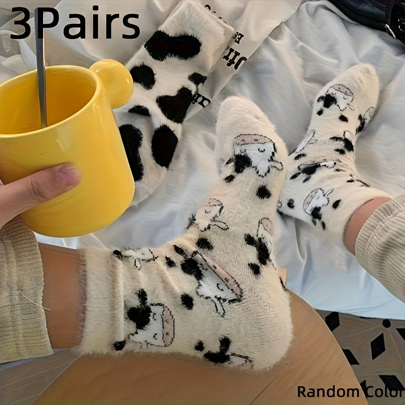 2 Pairs Cozy Fleece-Lined Winter Socks