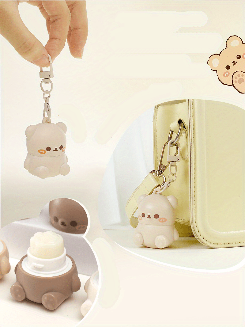 Hypoallergenic Lip Balm - Moisturizing, Soothing for Dry Lips | Cute Cartoon Bear Design, Glossy Finish, Unisex Adult