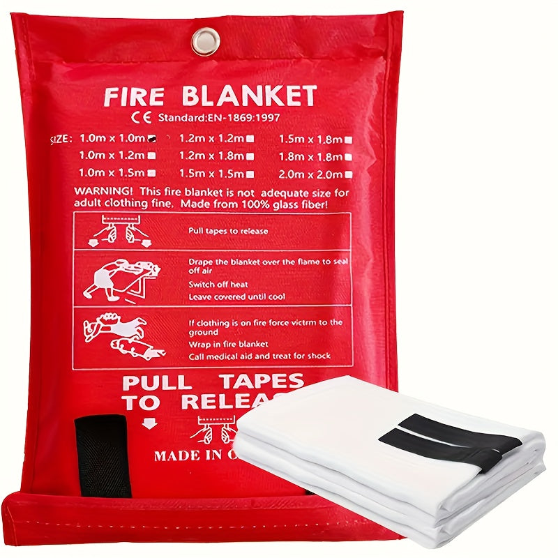 Emergency Fire Blanket - 39" x 39" Fiberglass Flame Retardant Safety Blanket for Home, Kitchen, School, Car, BBQ, Office & Warehouse