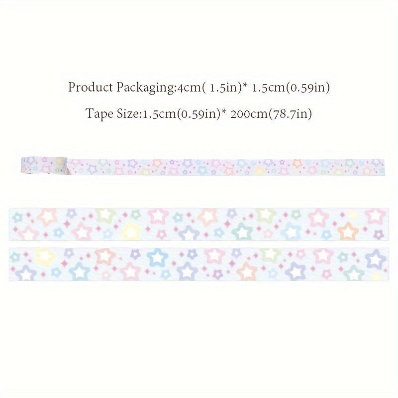 [Paper Star Pattern Decoration Tape] Star Pattern Washi Tape Roll for Planner Decoration, Scrapbooking, and DIY Crafts - Major Material: Paper