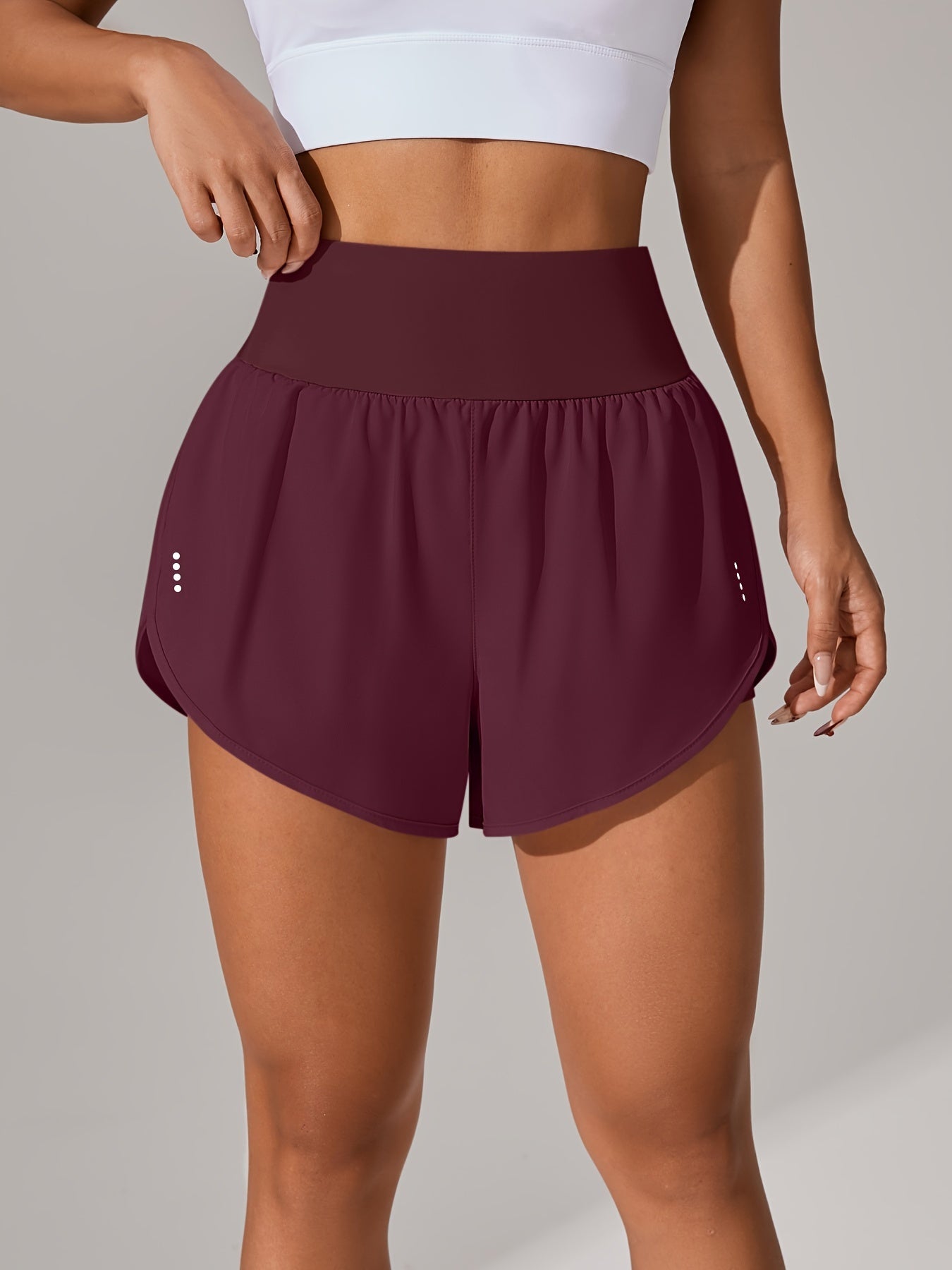 Light Blue High-Waisted Yoga Shorts with Ruffles