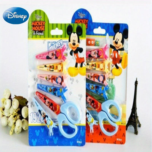 6pcs/set Disney Mickey & Minnie Scissors, Cartoon Cute Handcraft Cutting Tool with Safe Replaceable Blades and Scallop Serrated Wave Shape, Suitable for School Activities, Hobby Classes, Office
