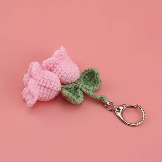 Cute Charming 1pc Crochet Lily Flower Wind Chime Keychain | Yarn Bag Accessory for Women
