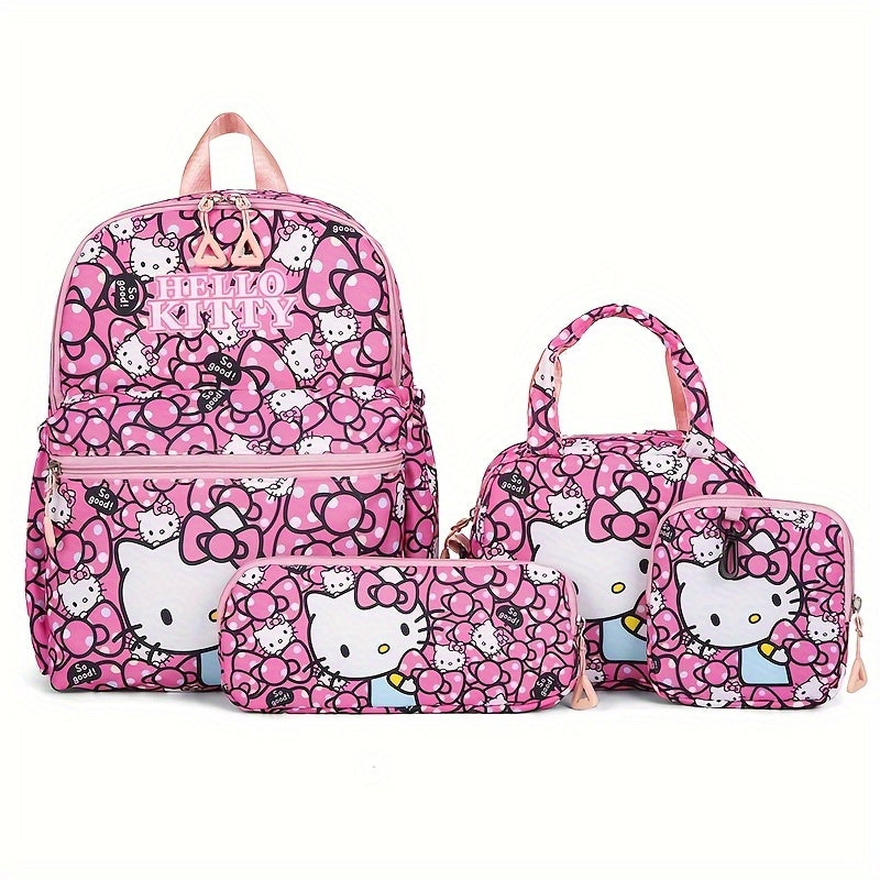 4pcs Sanrio Hello Kitty Backpack Set - Durable Nylon