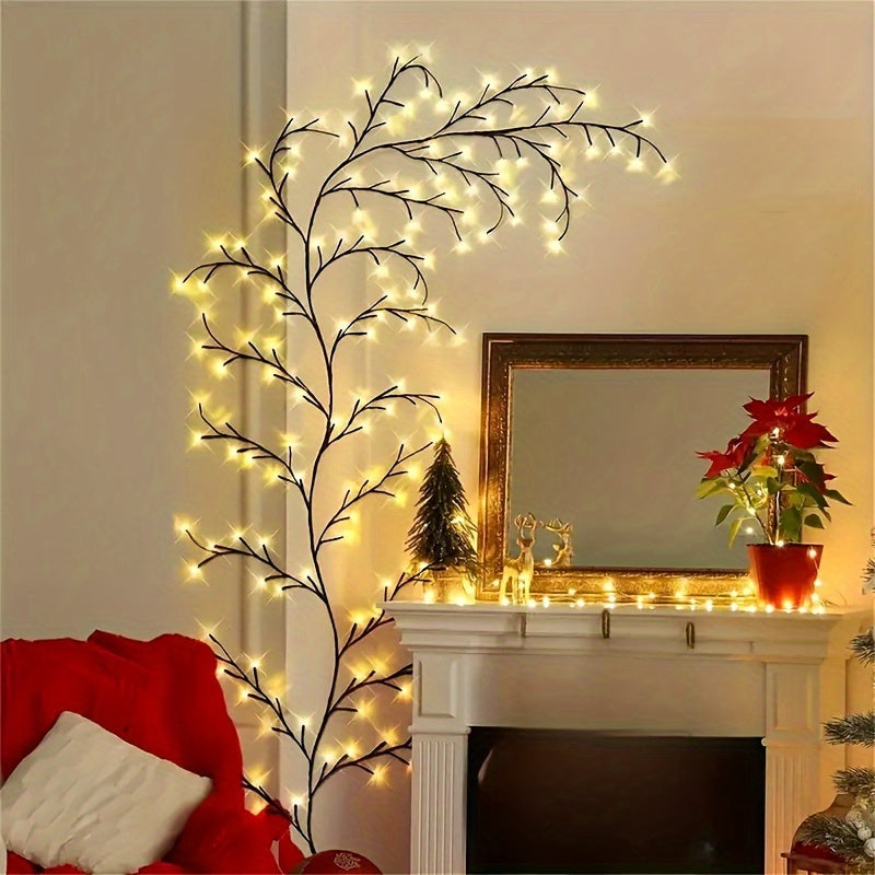 1pc USB Powered 96LEDS Bendable Willow Vine Lights Birch Tree Light, 8 Modes Rattan Decorative Light, Night Light Indoor Atmosphere Decorative Light for Home Living Room, Party Festival, Gift for Birthday Christmas Valentine'