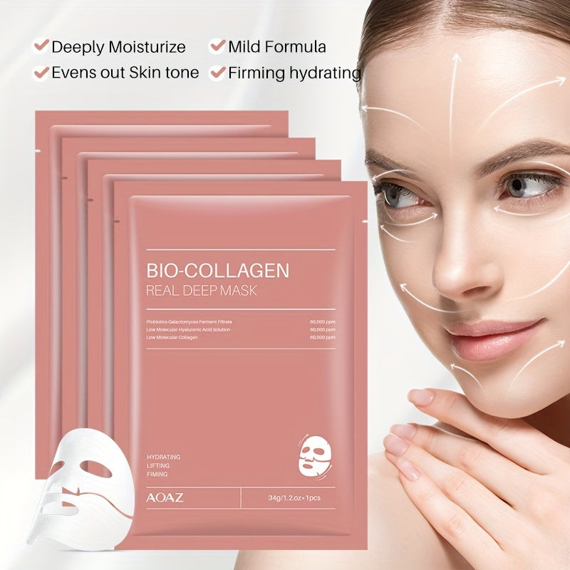 4pcs Bio-Collagen Real Deep Mask Pack Hydrating & Firming Facial .