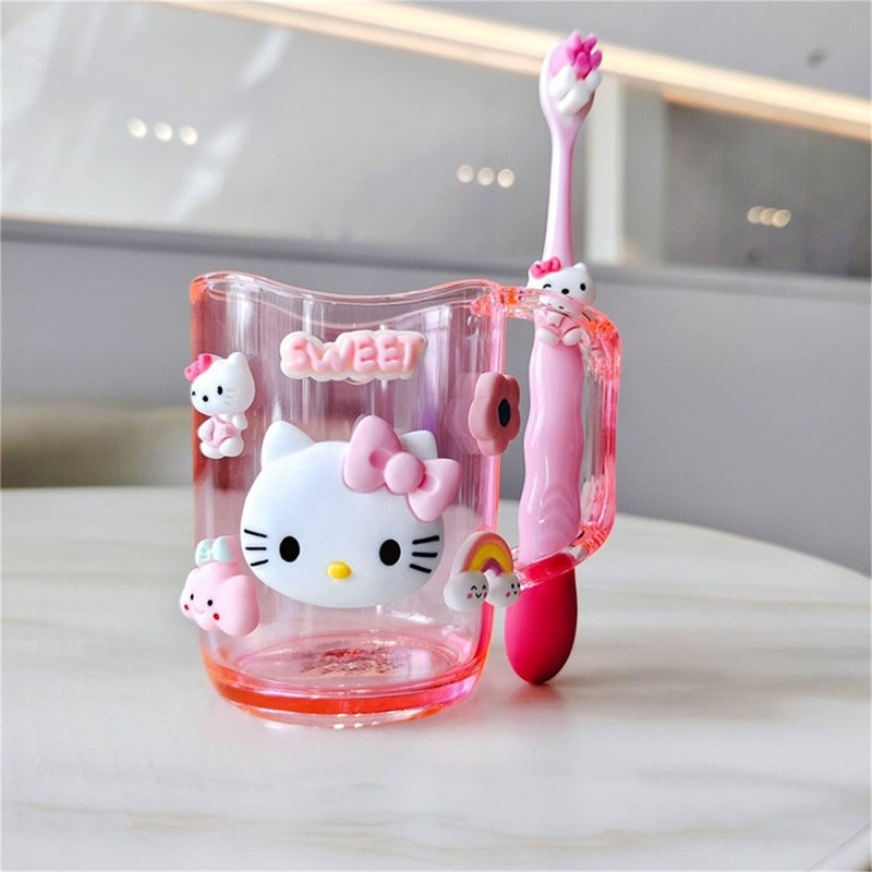 theme plastic toothbrush and rinse cup, durable and easy to clean, very suitable for home and dormitory, bathroom accessories | fun design | durable structure.