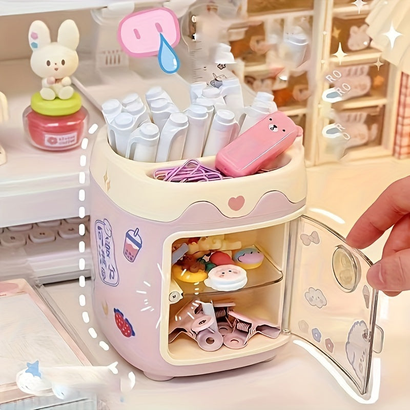 Hello Kitty & Kuromi Large Desk Organizer | Multi-Functional Pen Holder for Makeup Brushes & Stationery, Durable PVC, Perfect Gift for Fans