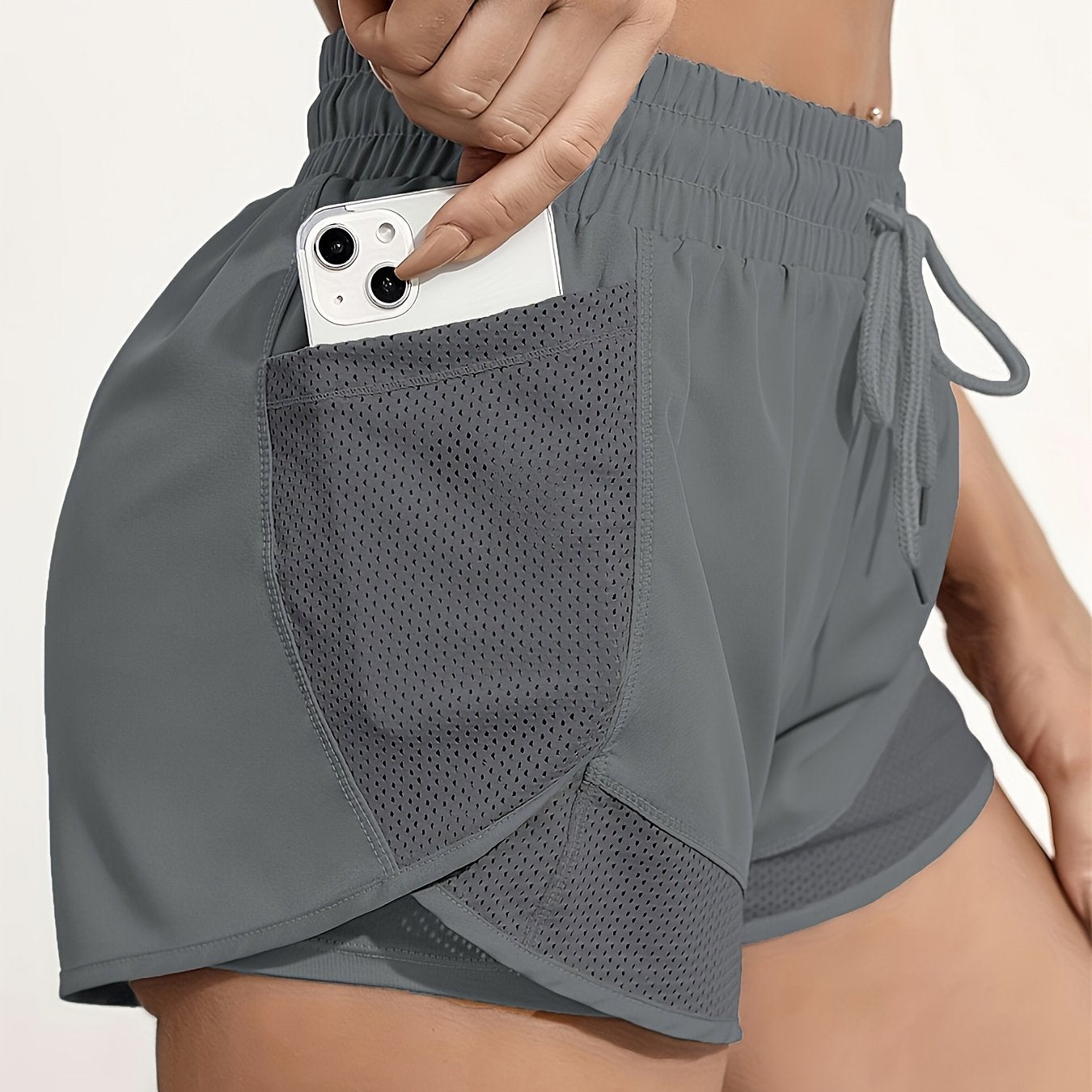 2-in-1 Quick-Drying Women's Yoga Shorts With Mesh Pockets For Casual Fitness And Gym Workouts