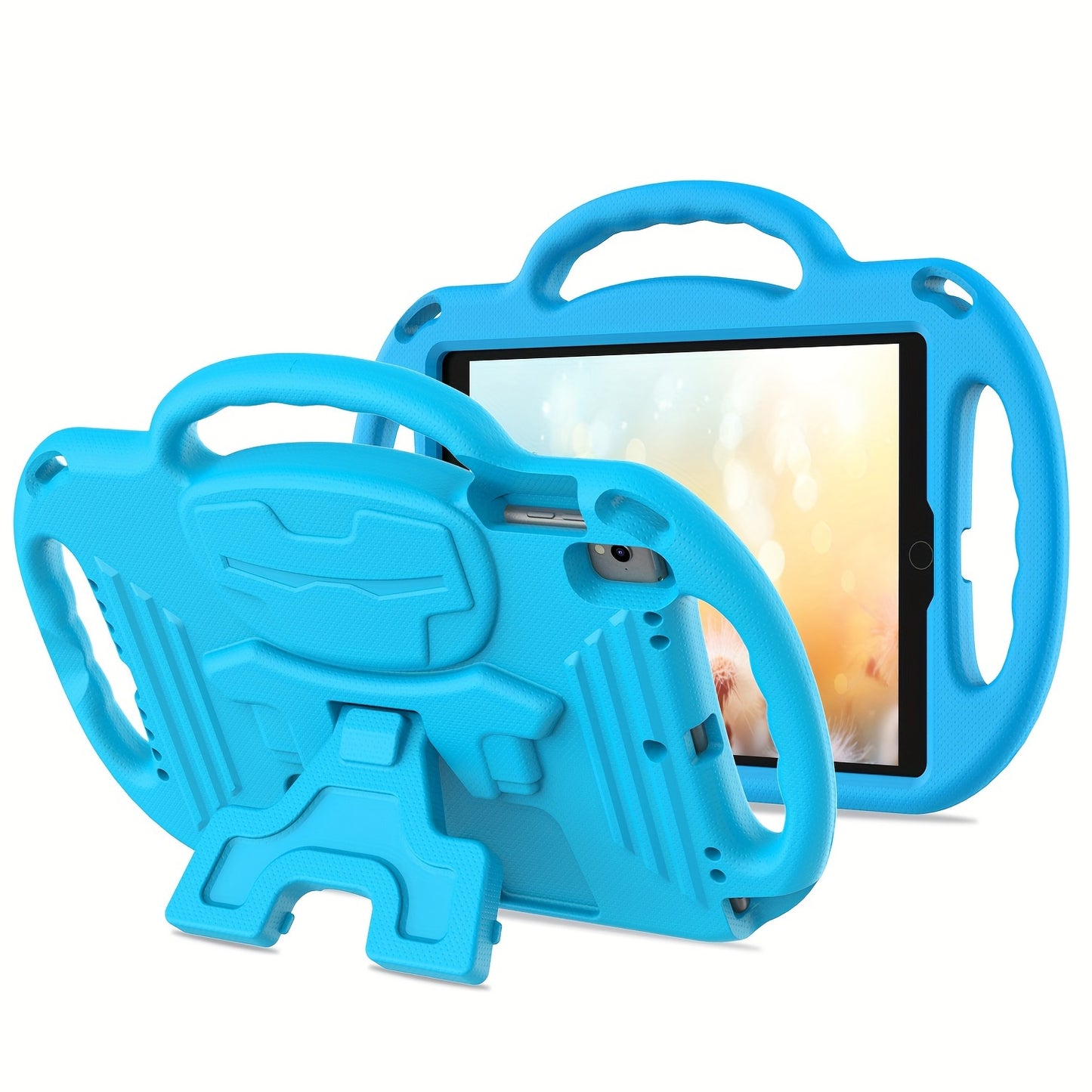 [Kids-Friendly|Lightweight] Lightweight, Non-Slip EVA Kids-Friendly Tablet Case with Adjustable Stand & Lanyard | Soft Shell with Heavy Duty Protection, Flexible Kickstand & Adjustable Strap | for iPad 7th/8th/9th Gen (10.2-i
