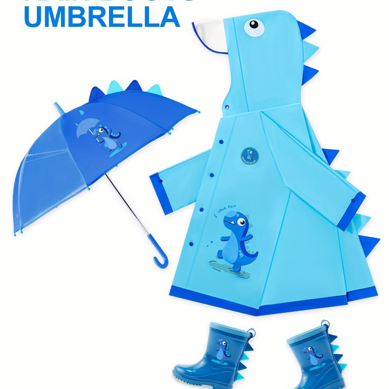 Kids' Soft and Comfortable Outdoor Thickened Raincoat for Boys and Girls -6 Years, Cute EVA Lightweight Rain Cape with 3D Tail Spikes