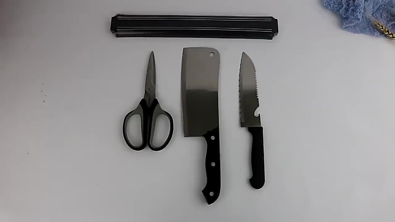 [Magnetic Knife Strip] PUKAMAM 1pc Magnetic Knife Storage Strip | Wall-Mounted No-Drill Space-Saving Holder for 6 Knives, Durable Plastic with Metallic Finish, Secure Grip & Easy Access Kitchen Organizer, Sleek Design