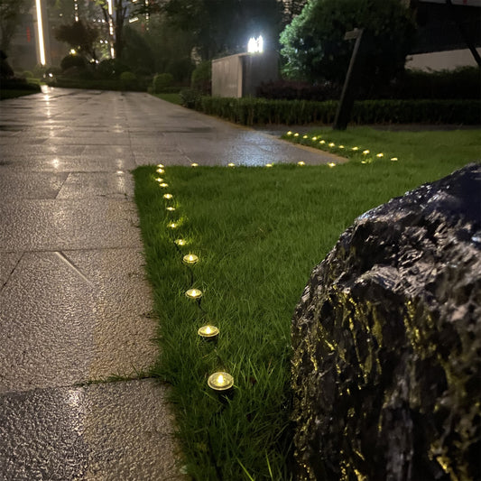 1pc, 15 lights, solar LED lawn light, outdoor guide light, ground garden decoration path light for home use, outdoor courtyard flower path light string, used in garden paths, camping, parties, Independence Day Christmas weddi