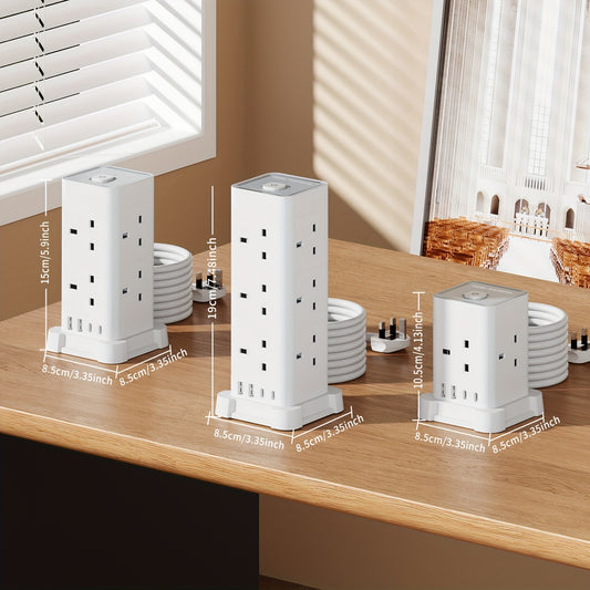 16-in-1 UK Power Strip Tower with USB