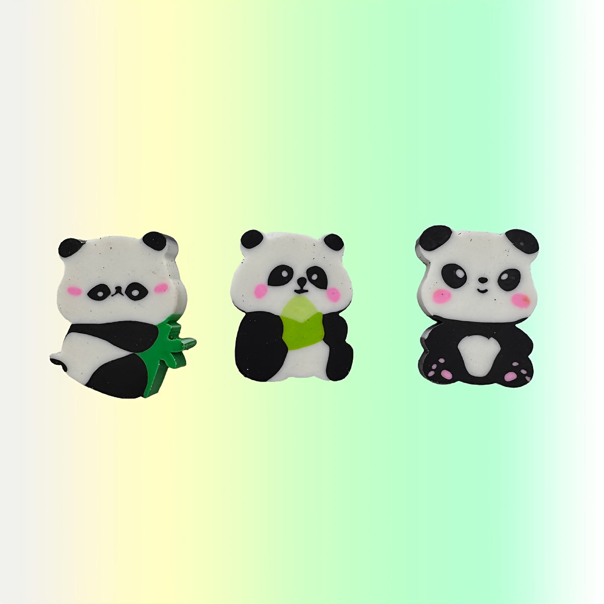 30pcs Cute Panda Shaped Erasers - Soft Plush Rubber Pencil Erasers with Bamboo Leaves, Black & White Design for Classroom Rewards, Party Favors, and School Supplies, Panda Gifts
