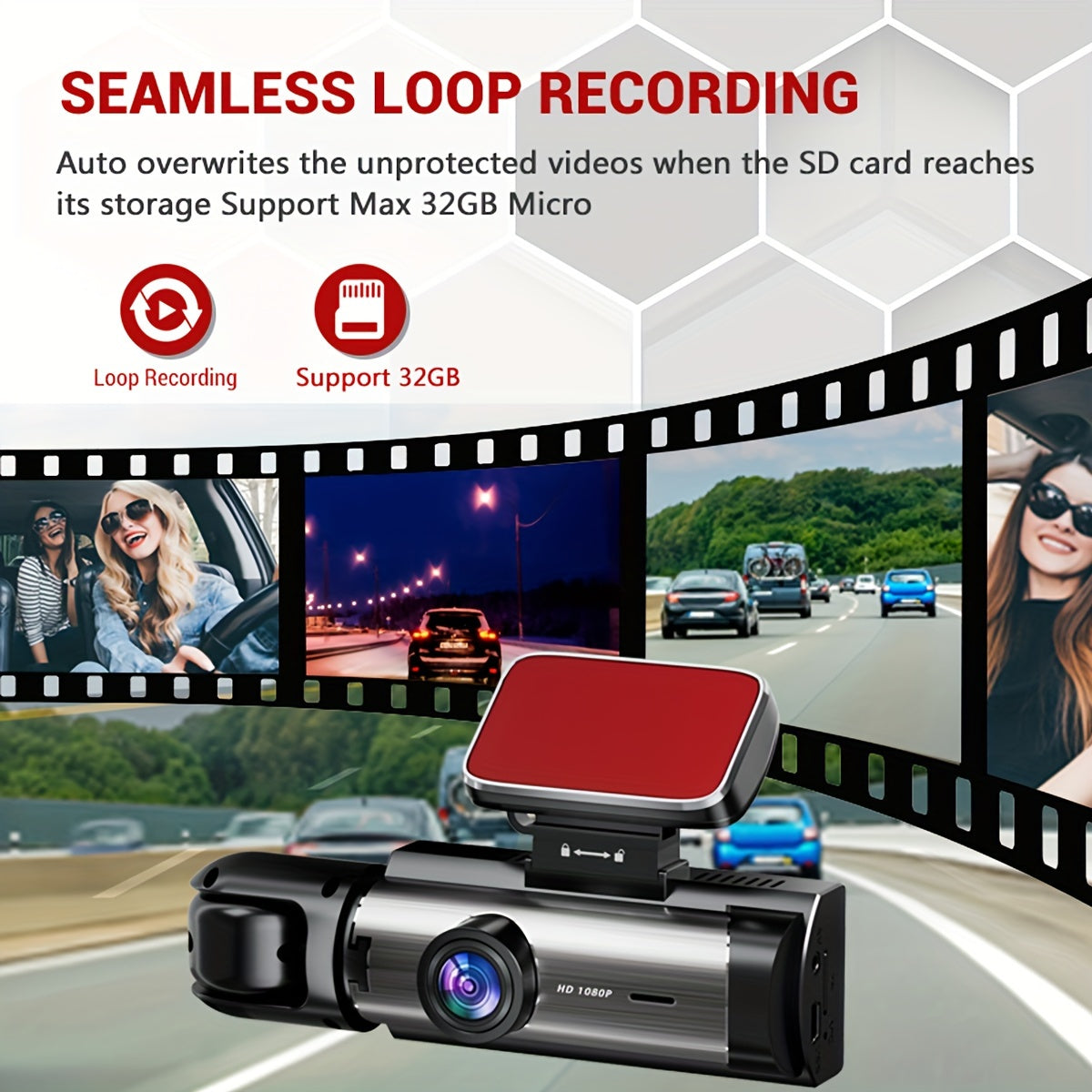 Dual Dash Cam A9, 3.16" Screen, 64G Included