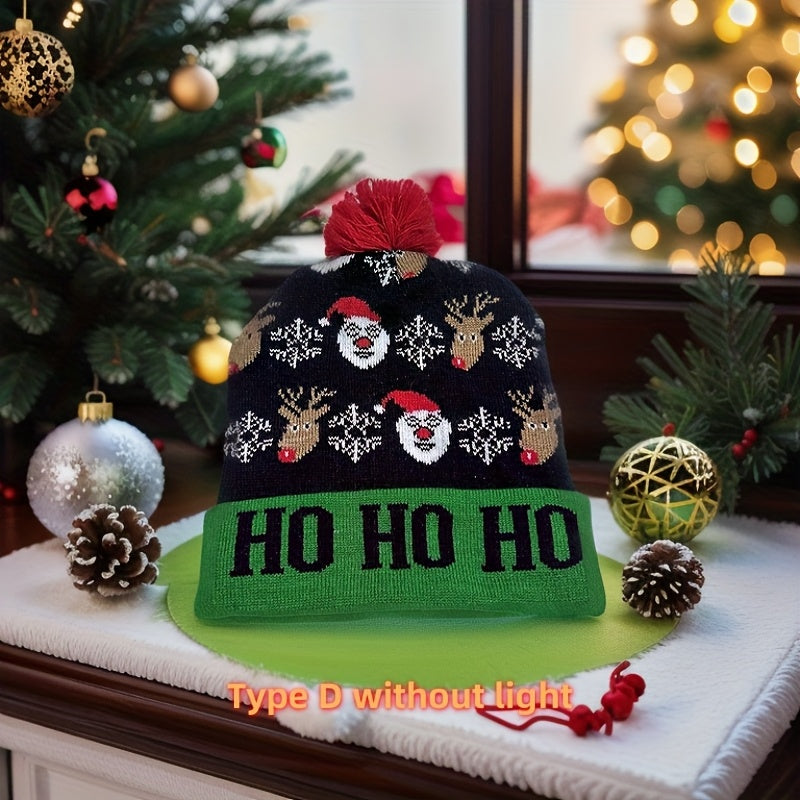 1pc Cartoon Jacquard Double-Layer Knitted Hat