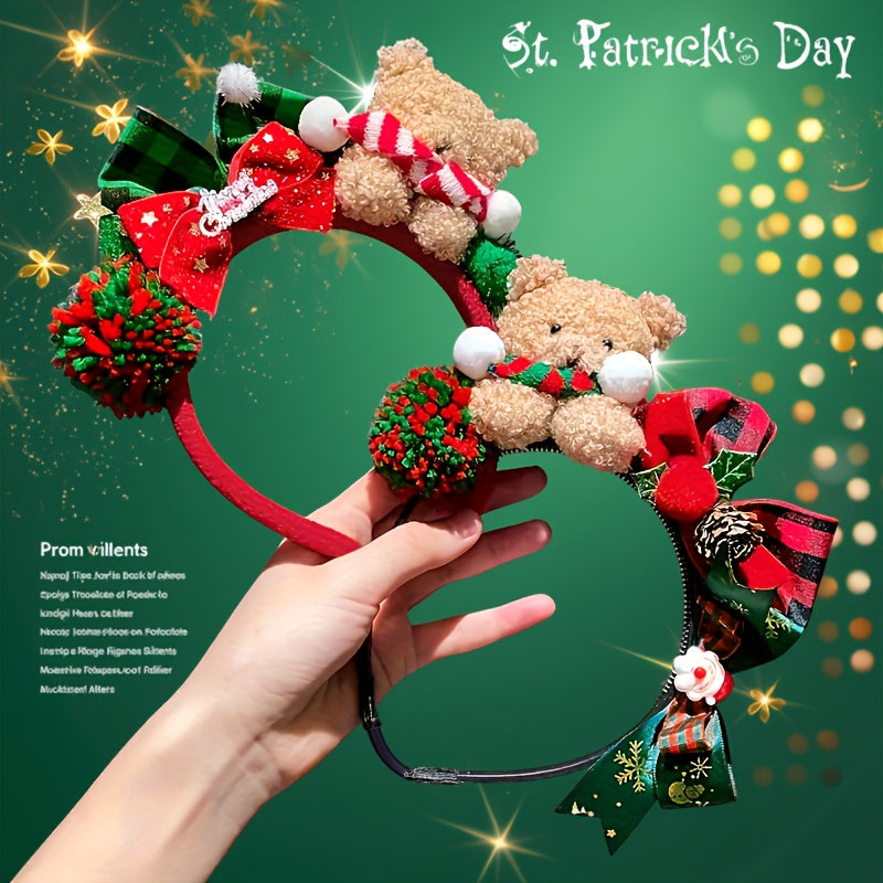 1pc Women'S Christmas Teddy Bear Bow Hairband