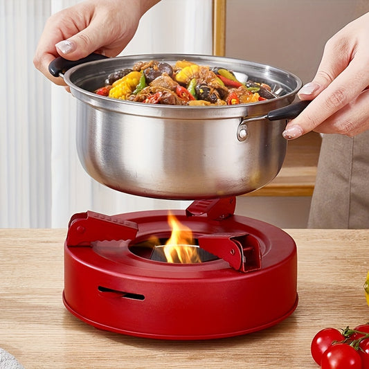 Portable Stainless Steel Alcohol Stove for Camping and Hiking – Lightweight Outdoor Cooking Pot with Dry Rack, Perfect for Home and Outdoor Use, Outdoor Cooking Gear | Compact Stove Design | Stainless Steel Pot, Camping Sto