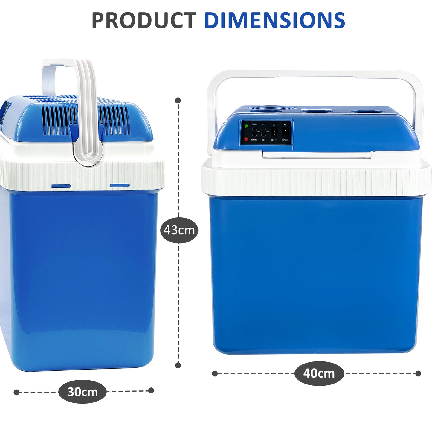 24L Thermoelectric 240V AC & 12V DC Electric Cool Box, Heating and Cooling Functions, Portable Travel Cooler Box Camping Car Mini Fridge (24L Cooler & Warmer)