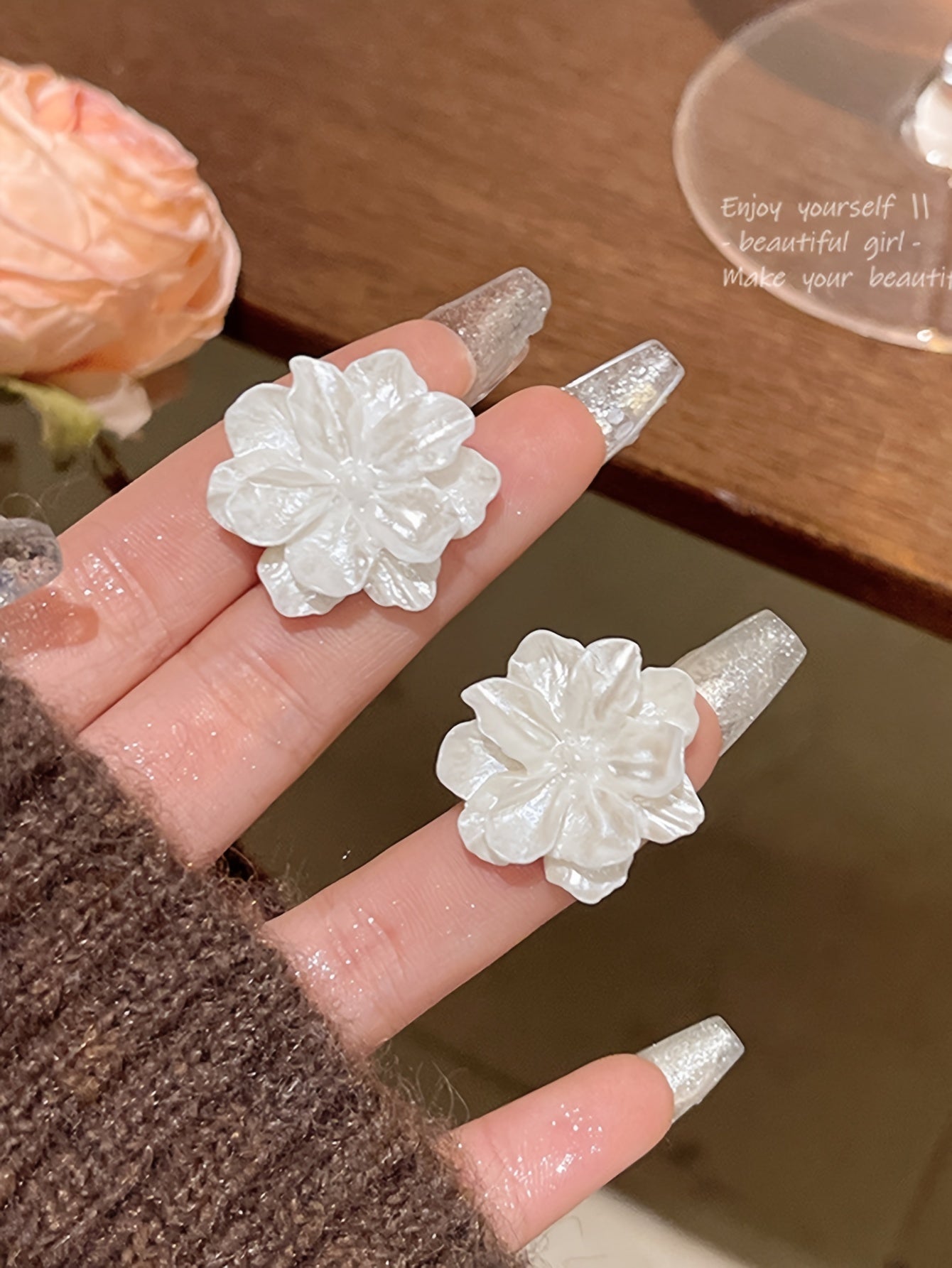 Elegant Floral Bloom Stud Earrings - Hypoallergenic Acrylic, Iron-Free Ear Needles, Perfect for Daily Wear, Parties, Weddings, Banquets, Business Events, and Leisure Activities - One Pair