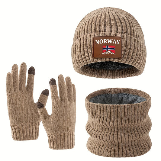 Affordable Winter Warm Knit Hat Scarf Glove Set