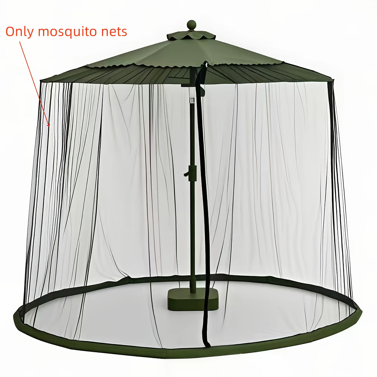 Green Outdoor Mosquito Net with Heavy Water Pipe Base - Durable Polyester, Zipper Single Door, Easy Installation for Beach, Garden, and Camping, Camping Essentials|Elegant Outdoor Setting|Durable Outdoor Netting, Mosquito Net