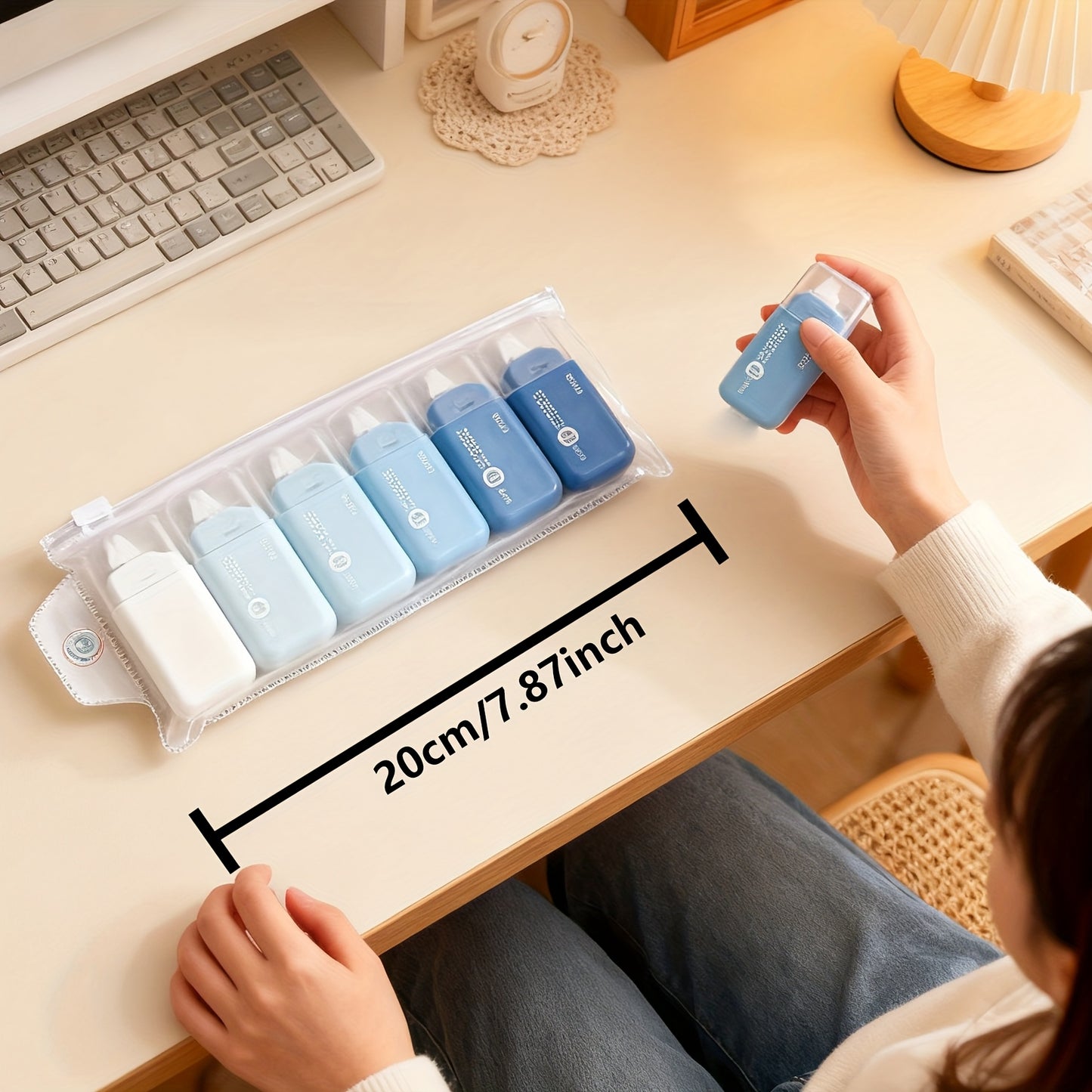 6 Tubes/6 Roll Set (4 Color Variants) All-in-One Double-Sided Glue Stick/Adhesive Tape Kit.