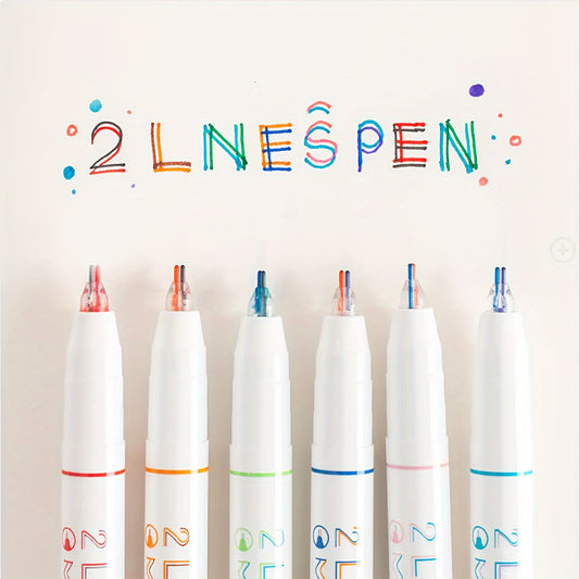 6pcs Dual-Tip Colorful Marker Pens