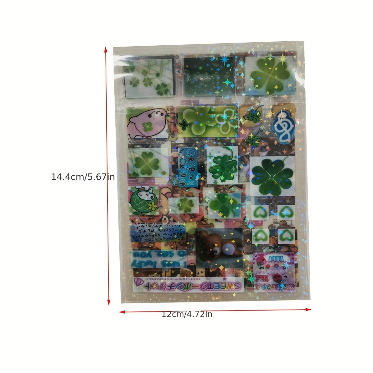 [Shiny Star Stickers] 5pcs Set of Transparent Shiny Stars Cute Bear Stickers | for Mobile Phone Cases And Notebooks, Kawaii Stickers