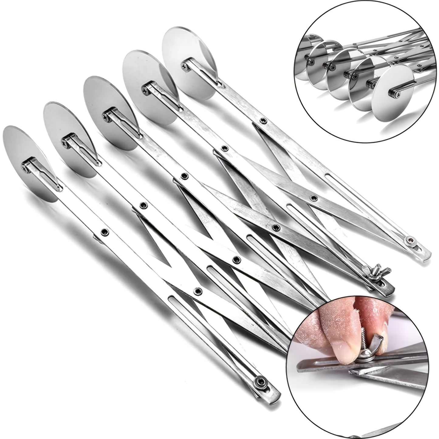 5-Wheel Pastry Knife - Stainless Steel Dough Cutter, Expandable Pasta Roller,