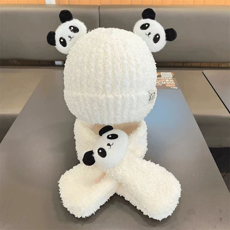 1pc & Winter Ear Warmer with Panda Ears & Pom-Pom-like Patches