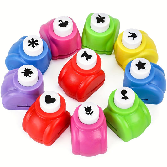 10pcs Mixed Color Flower-Themed Punch Craft Suit Set, Scrapbooking Supplies for DIY Hand-Made Projects