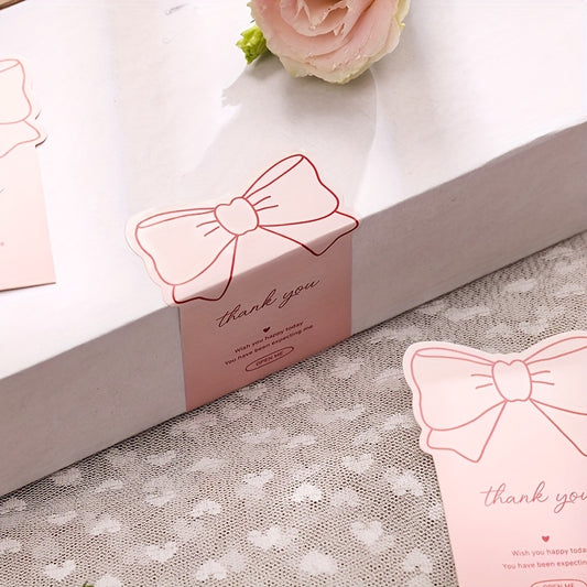 40pcs Pink Bow Thank You Stickers Pink Coquette Bow knot Self-Adhesive Seal Labels Sticker for Boxes Water Bottles Baker Goods Decor
